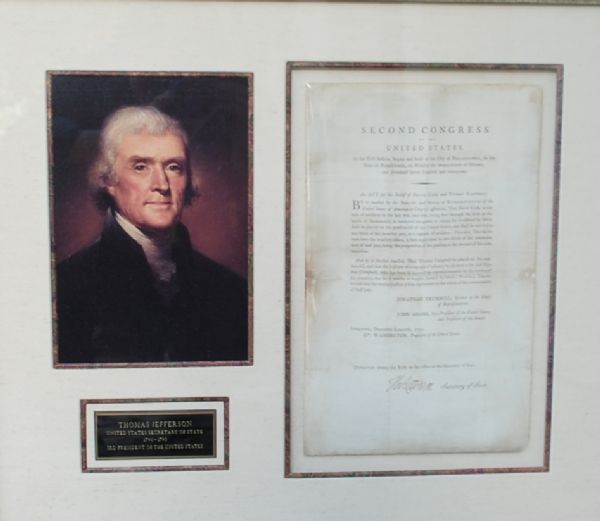 Thomas Jefferson Signed Act Of Congress