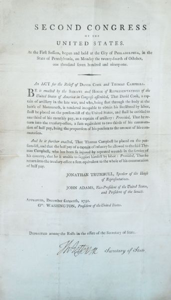 Thomas Jefferson Signed Act Of Congress