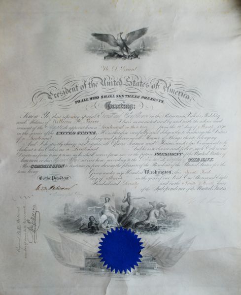 U.S. Grant Signed Naval Appointment