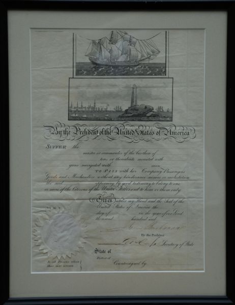 James Buchanan signed Ships papers with nice bold signature