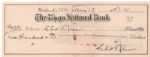 Eliot Ness Scarce Signed Bank Check