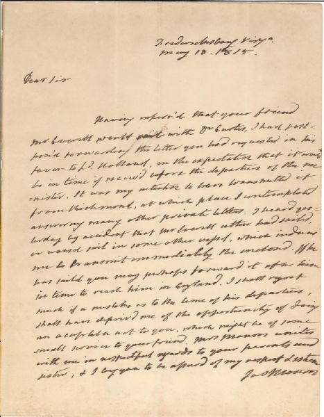 James Monroe Letter