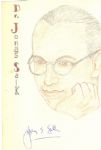 Dr. Jonas Salk signed original drawing