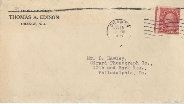 Thomas Edison Collection Of 6 Signed Letters  (Phonograph Business)