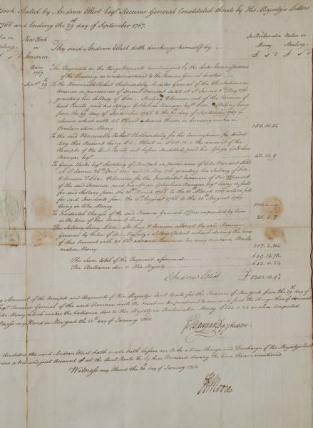 Rent For Province of New York 1766 For the King George III