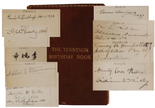 TENNYSON BIRTHDAY BOOK SIGNED BY FOUR PRESIDENTS AND MANY OTHER NOTABLES