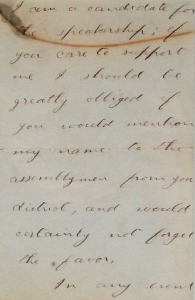 Theodore Roosevelt 1883 letter Running for Assemblymen Speakership