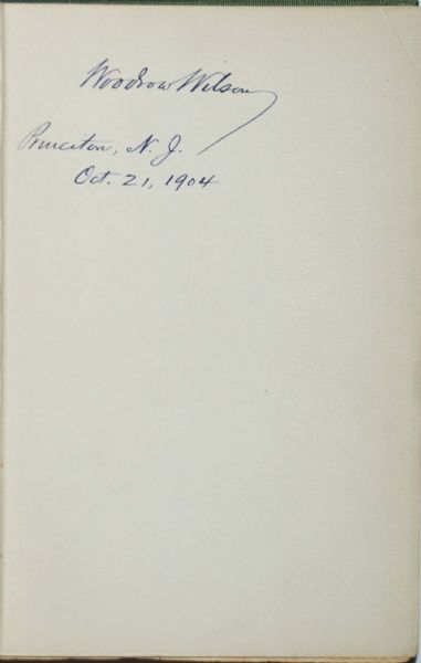 Woodrow Wilson Signed Book on Washington