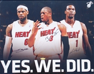 Lebron James, Dwayne Wade and Chris Bosh Signed poster