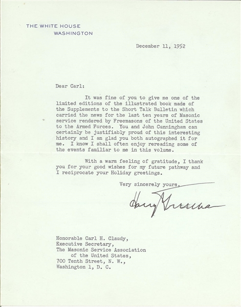 Harry S. Truman White House Letter