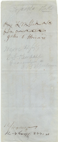 RARE AUTOGRAPHED PROMISSORY NOTE BY GEORGE A. CUSTER