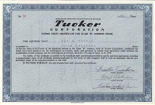 Very Rare Signed Tucker Corporation by Preston Tucker