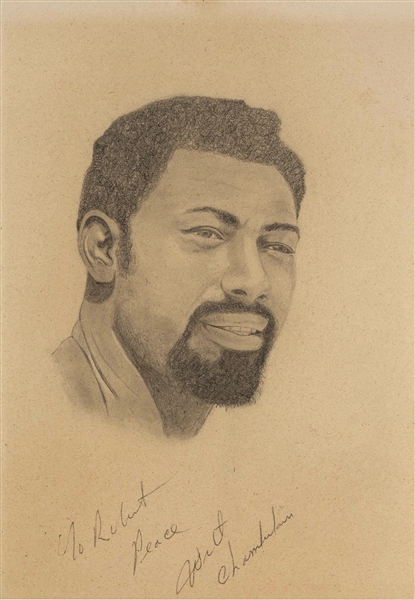 Original Signed Wilt Chamberlain Portrait Sketch
