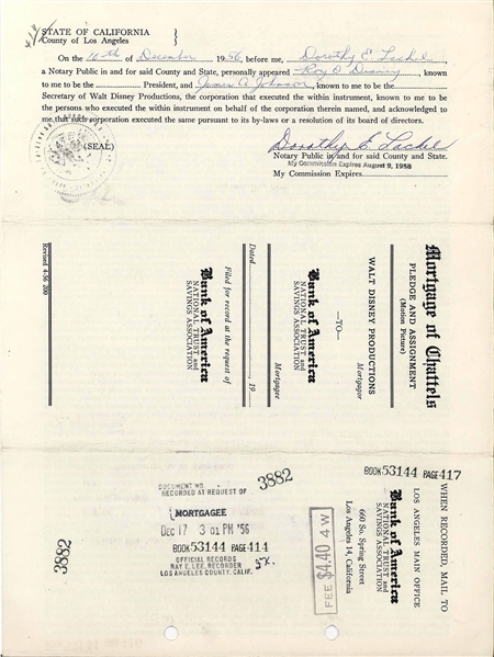 Roy Disney (WALT DISNEY PRODUCTIONS) Signed Contract for $10,000,000