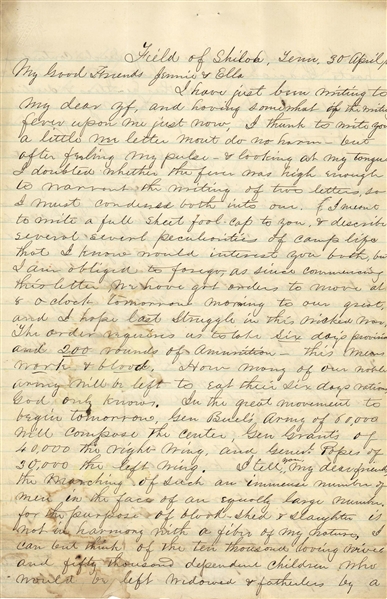Mortimer D. Leggett Writes Important Letter from Shiloh