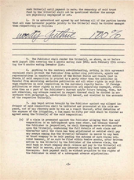 Rare Woody Guthrie Contract