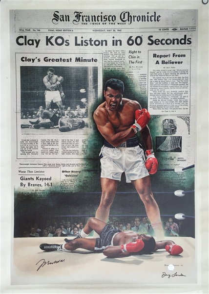 Muhammad Ali Signed “Clay KOs Liston in 60 Seconds” Canvas Giclee
