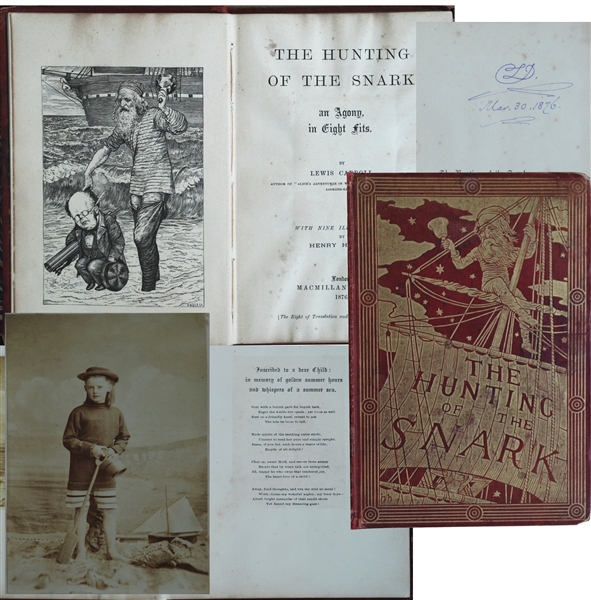 FIRST EDITION OF DODGSON'S OWN COPY, SIGNED AND DATED BY THE AUTHOR THE DAY AFTER PUBLICATION on the half-title: CLD / Mar. 30, 1876. With an Original Photo by Carroll of Gertrude!