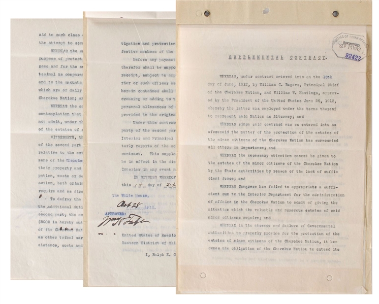 William H. Taft  Contract For Cherokee Nation