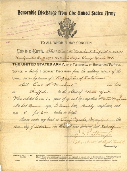 George s. Patton Honorable Discharge