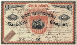 American Bank Note Company, 1863 Stock Certificate, Very Rare!