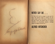 Alfred Hitchcocks Original Famous Profile Sketch and Signature in his book,a Bakers Dozen of Suspense Stories