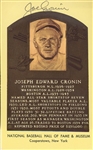 Joe Cronin Signed HOF Card