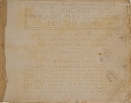 Extremely rare, original copy of Kneass Philadelphia Magazine for the Blind, Volume VIII February, 1874