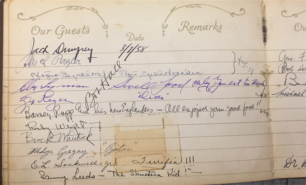 Autograph Guest Book from Paul Young's Restaurant 30's-40's