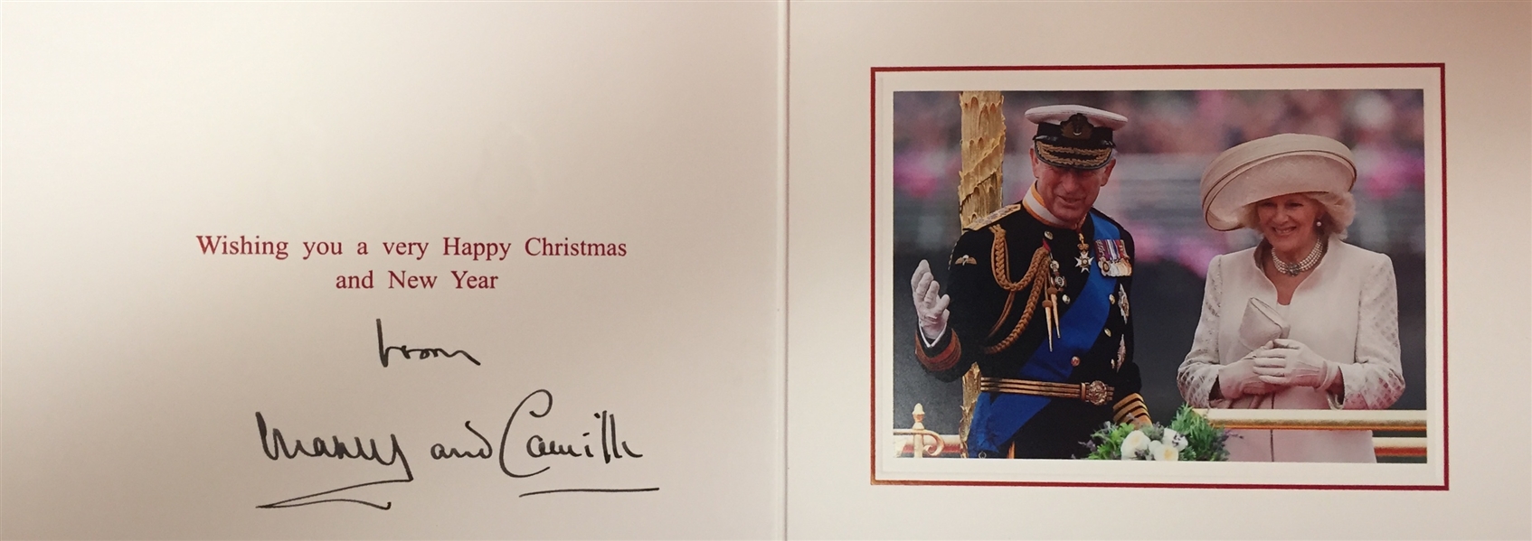 Charles and Camila Signed Christmas Card to Aileen Mehle (Suzy Knickerbocker)