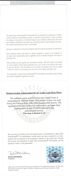 Michael Jordan Signed Game Used Floor  #23/23