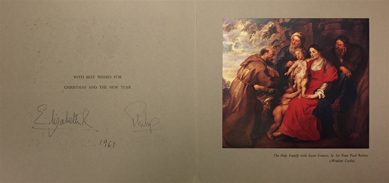 Queen Elizabeth II and Prince Philip Signed Christmas Card