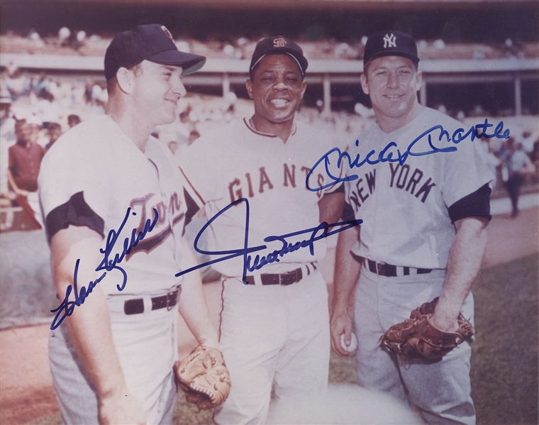 Mickey Mantle, Willie Mays and Harmon Killebrew signed 8x10 photograph