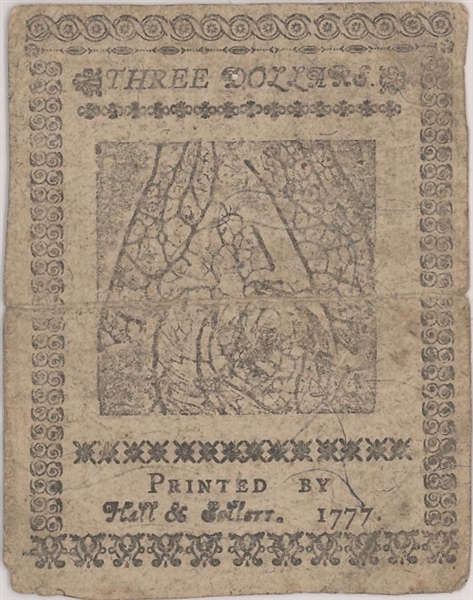 Baltimore February 26, 1777 Three dollar note
