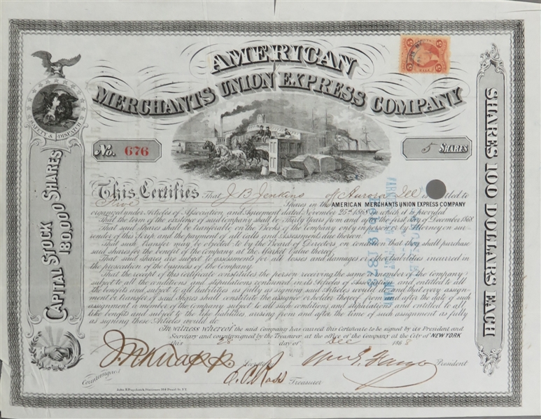 AMERICAN MERCHANTS UNION EXPRESS COMPANY Signed by Fargo