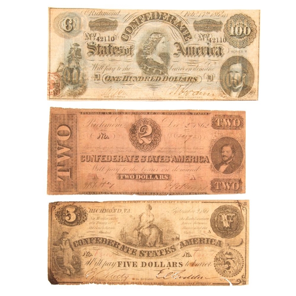 Three Better Confederate Currency Notes