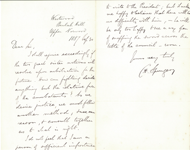 Charles H. Spurgen importance to write to the President