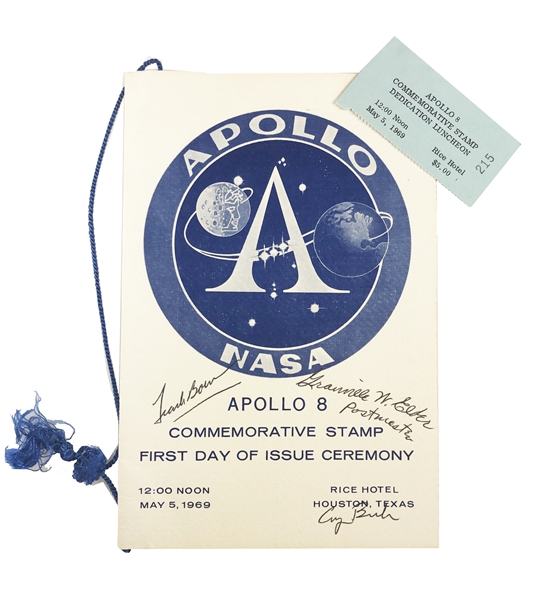 Apollo 8 Commemorative Stamp Ceremony signed By George H. W. Bush, Astronaut Frank Bowman