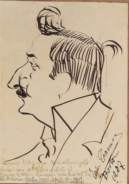 Original Drawing by Caruso and many other Classical Music Autographs