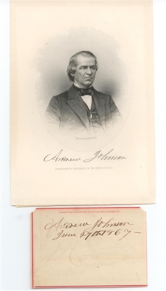 Andrew Johnson Signed Page As President