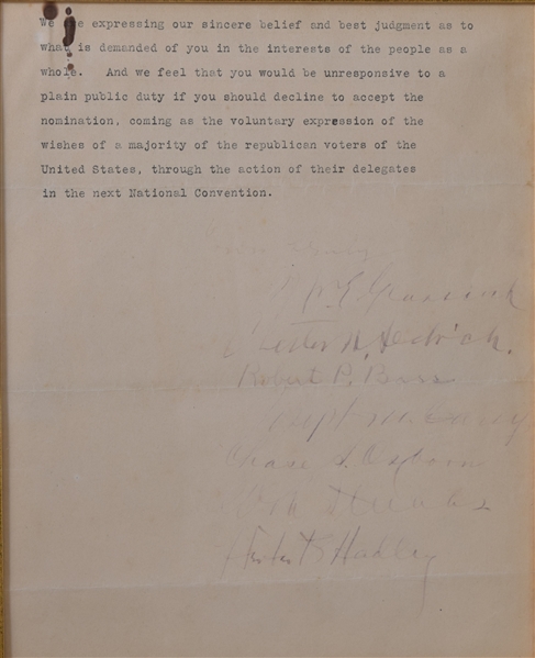 Theodore Roosevelt Important Letter