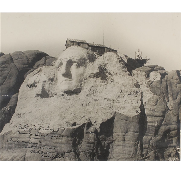 Gutzon Borglum, Fantastic Oversize Signed Photo Of Mount Rushmore