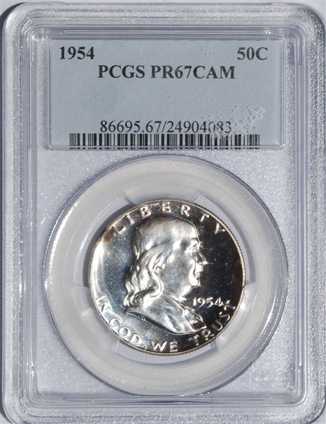 Cameo* 1954, Franklin Half Dollar (PCGS PR67 CAM 50c)