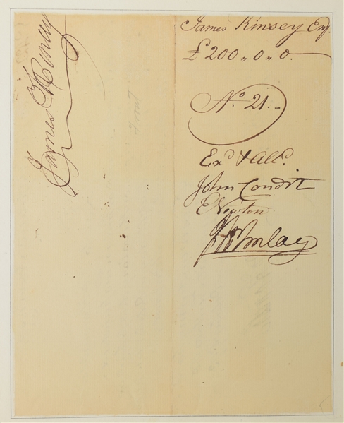 Richard Howell as 3rd Governor of New Jersey, pays James Kinsey his Salary as Chief Justice