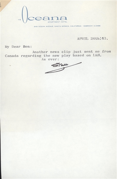 Stan Laurel- Lot of 2 Signed Letters