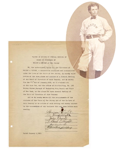 Rare Baseball Hall Of Fame Player George Wright 