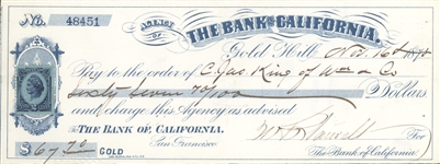 [San Francisco, California] James King of William signed check