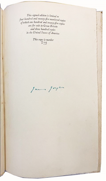 James Joyce Signed Finnegan's Wake