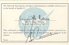 Gene Cernan Apollo 17 Launch Invitation