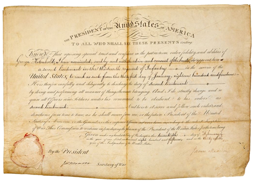 James Madison and James Monroe signed military appointment